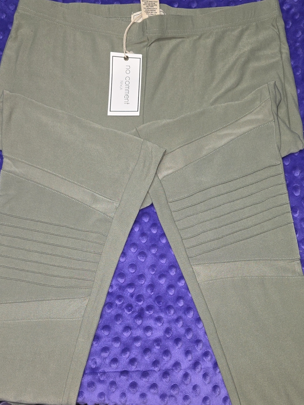 No Comment Moto-Style Olive Leggings